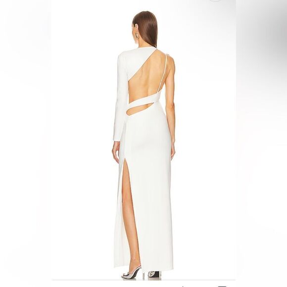 Michael Costello x Revolve Marianna gown maxi dress white cut out high slit XXS - Picture 4 of 11